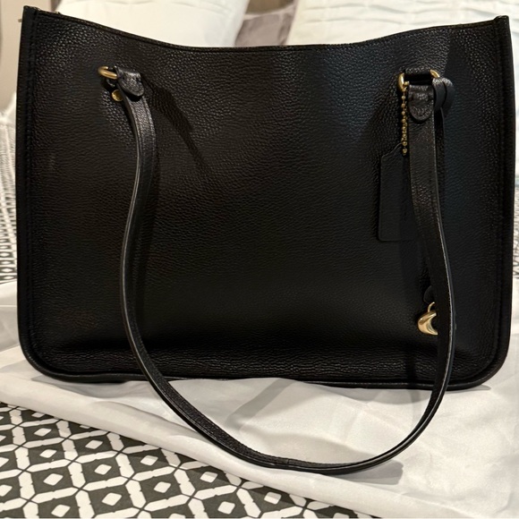 Coach Black Leather Tote Bag - Picture 1 of 11